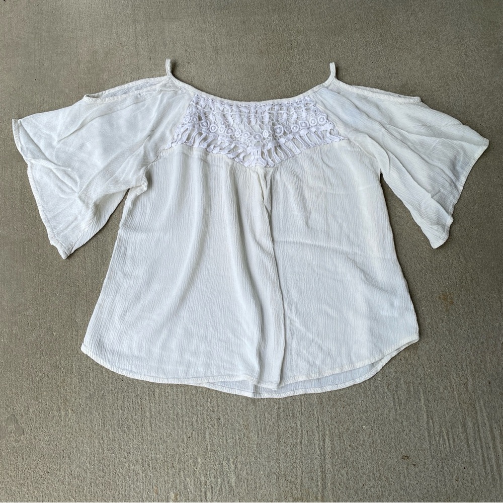 Boho Flowy Off White Off-Shoulder Women's Top XS